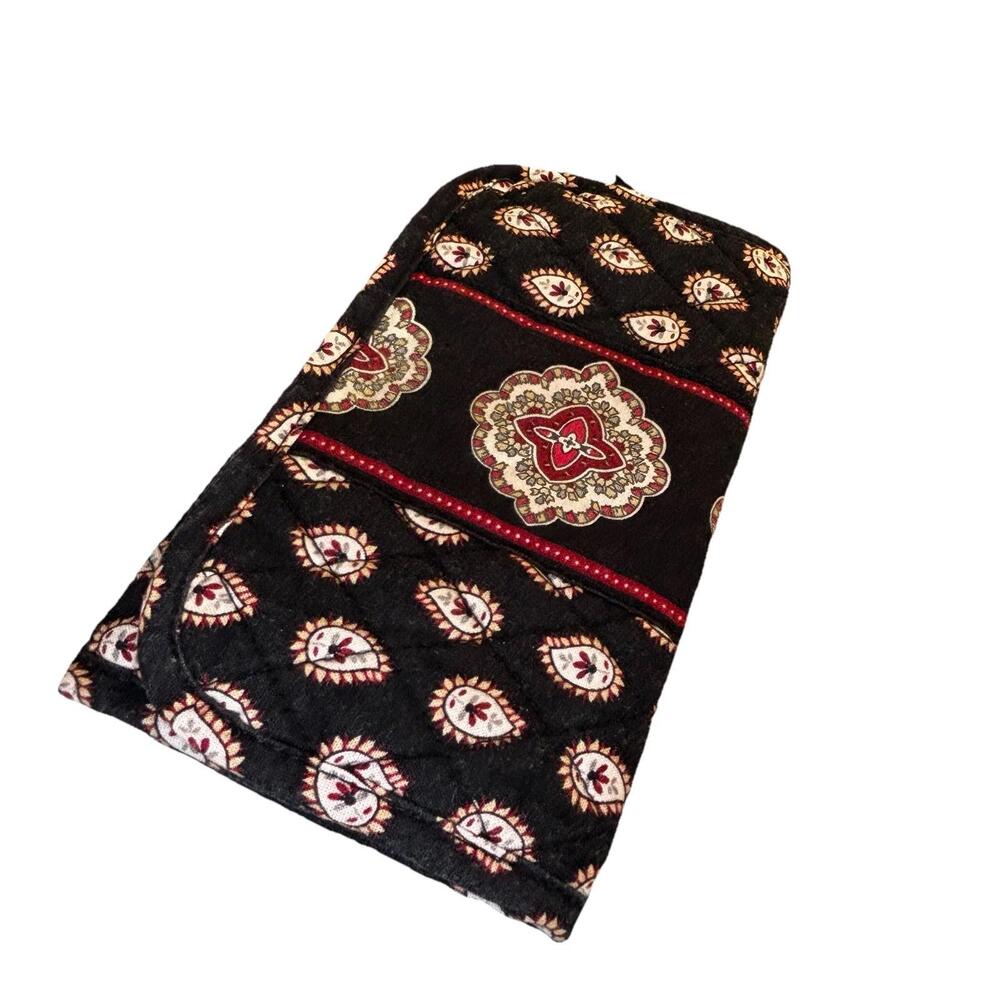 Vera Bradley Classic Black Wallet Medallion Money ID Credit Cards Hook Loop Soft